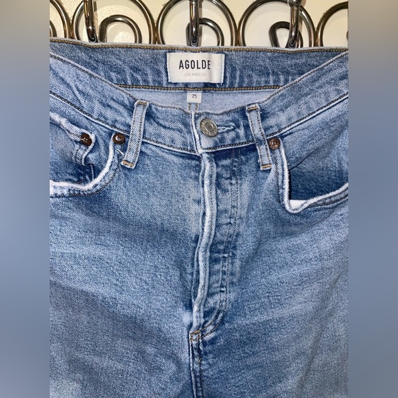 New! Agolde Riley High Rise Distressed Straight Jeans 👖 size 25 - Picture 10 of 13